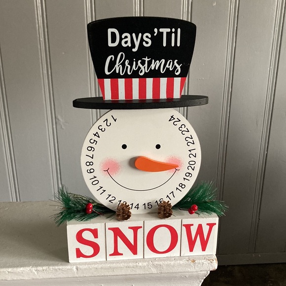 NWT- Wooden Snowman ⛄️ Let It Snow 24 Days To Christmas Countdown Decoration - Picture 15 of 16